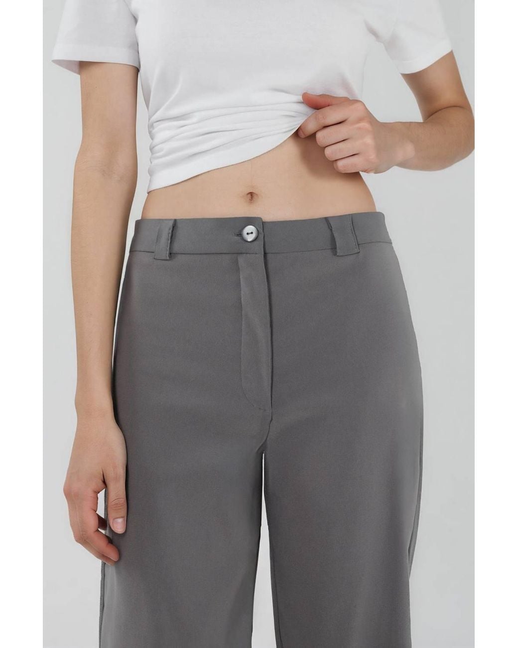 Hiccup Gray High Waist Straight Leg Bengalin Pants