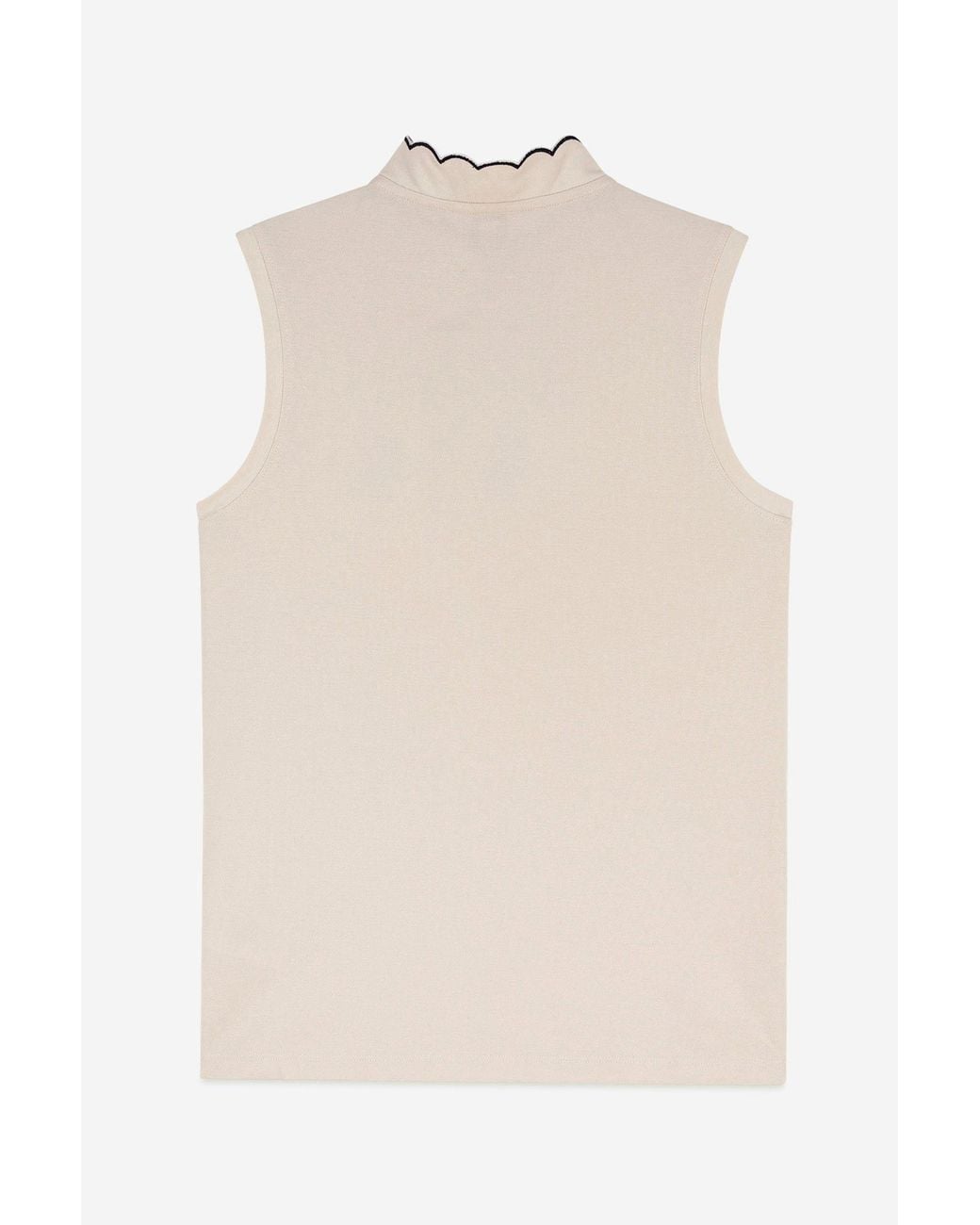 Enorsia Natural Regular Fit Sleeveless Pique Polo