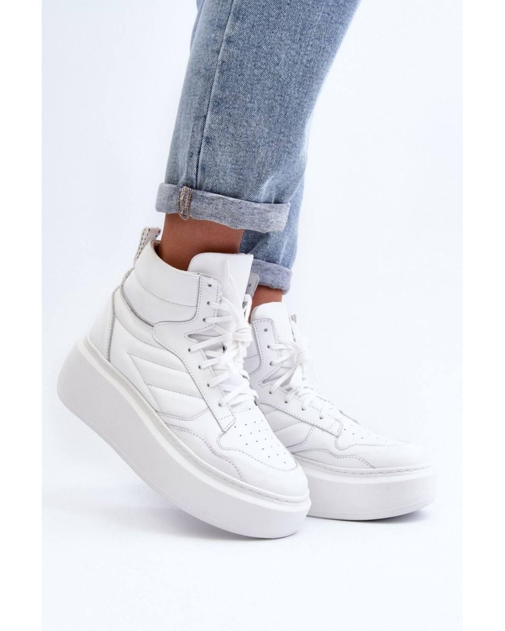 Love Lace White Platform Round Toe Classic Chunky Trainers