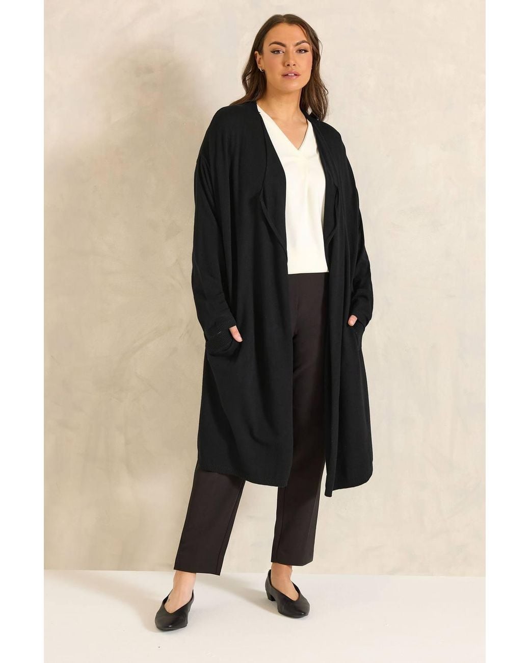 Evans Black Premium Waterfall Cardigan