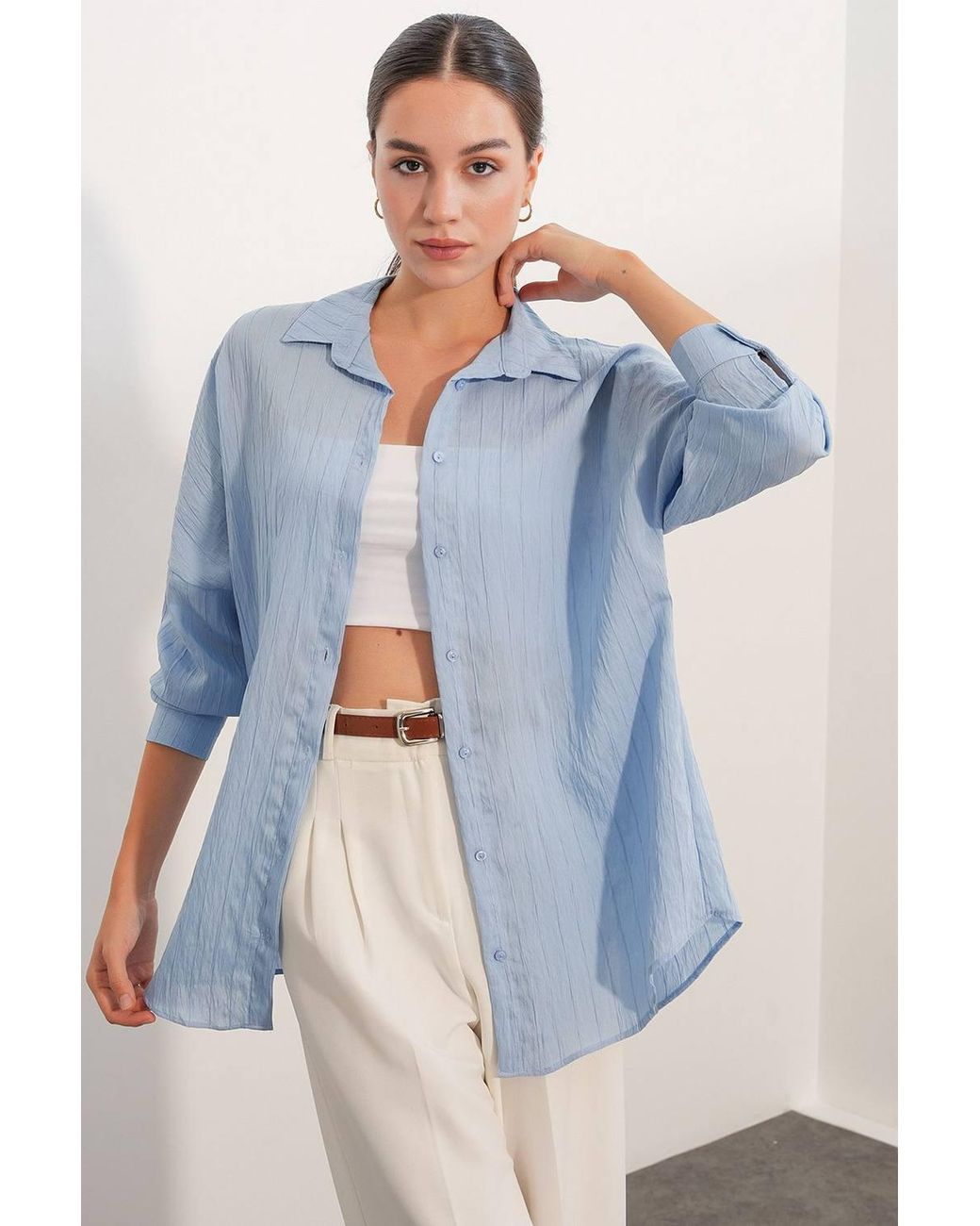 Bigdart Blue Viscose Nylon Shirt