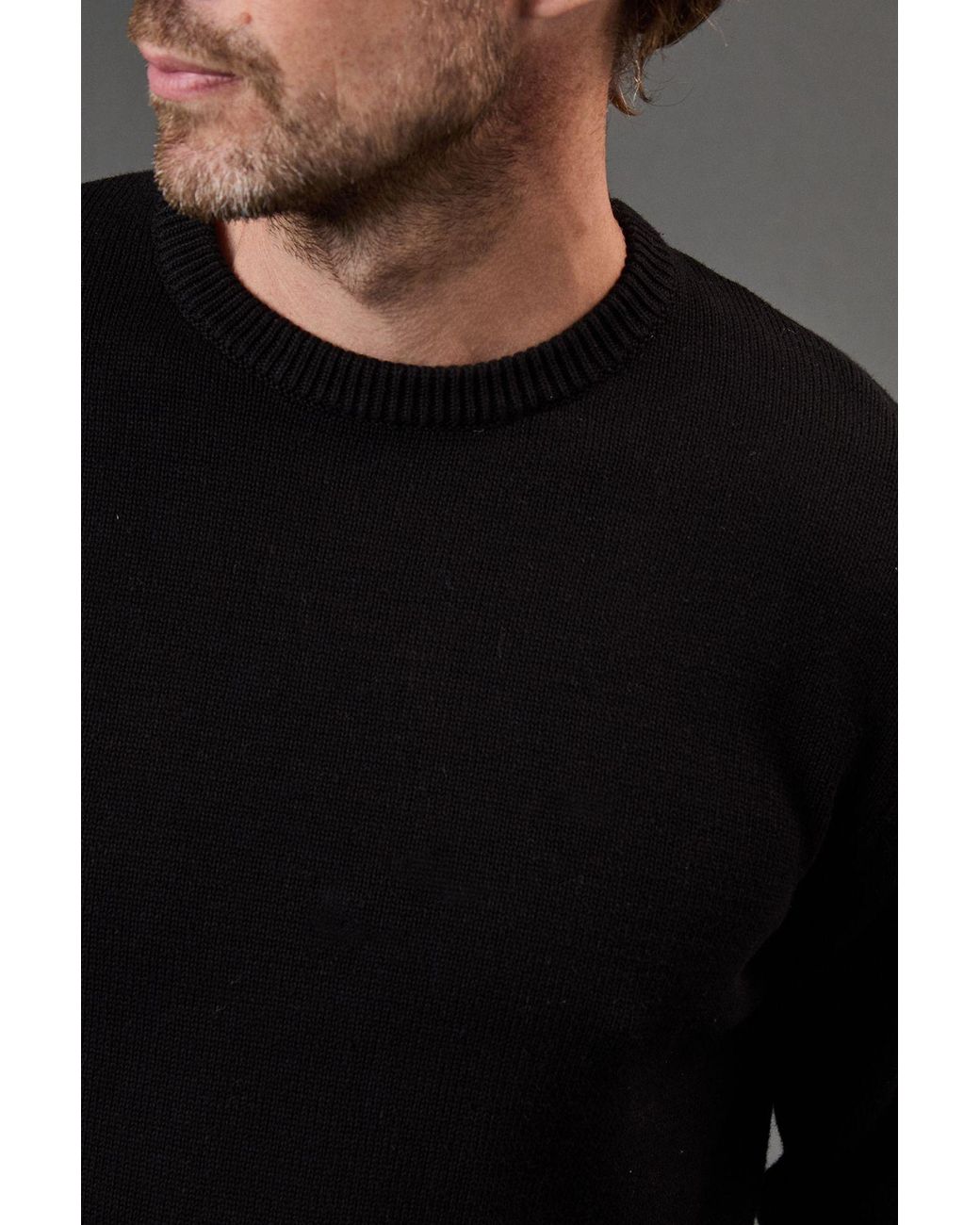 MAINE Black Premium Pure Cotton Crew Neck Jumper for men