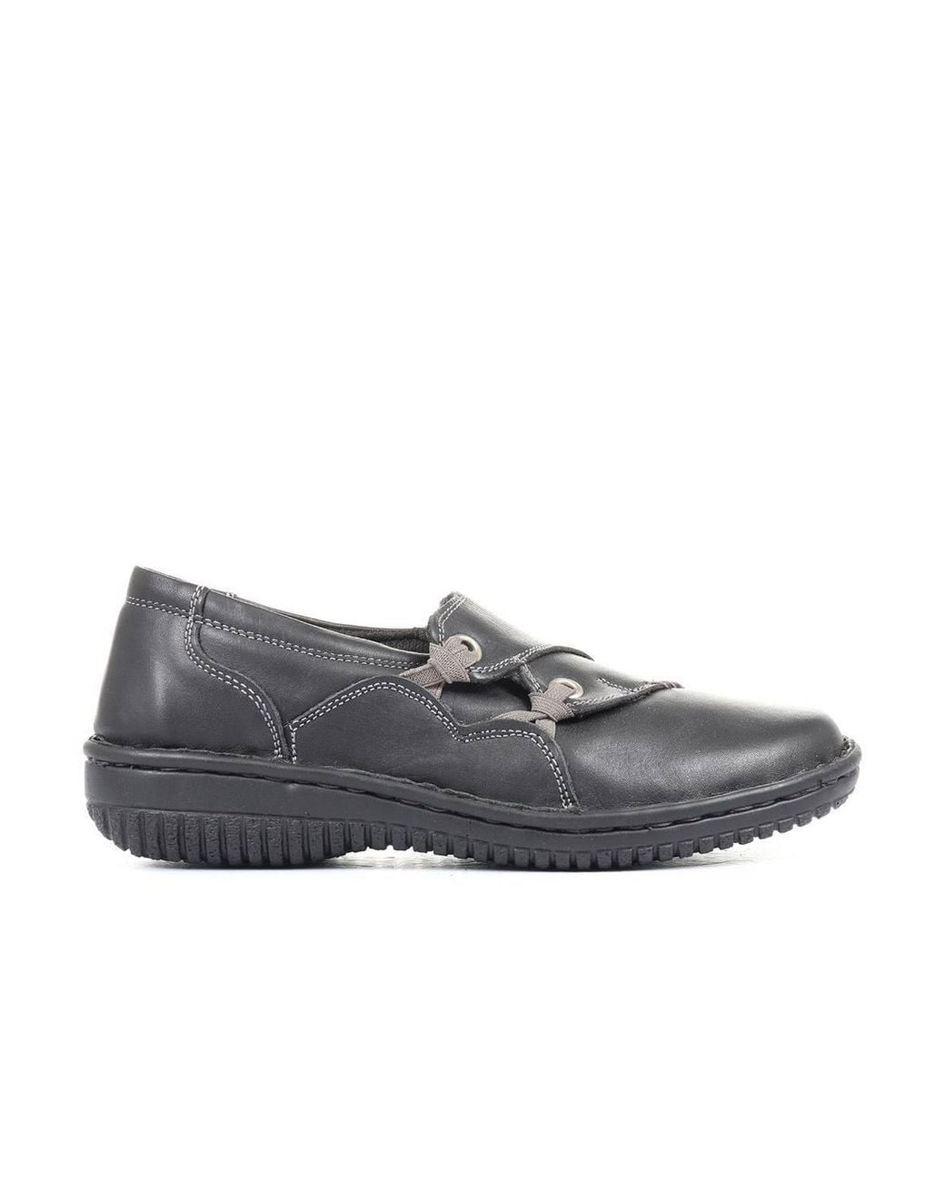 Pavers Gray Leather Slip On Shoe With Elastic Loop
