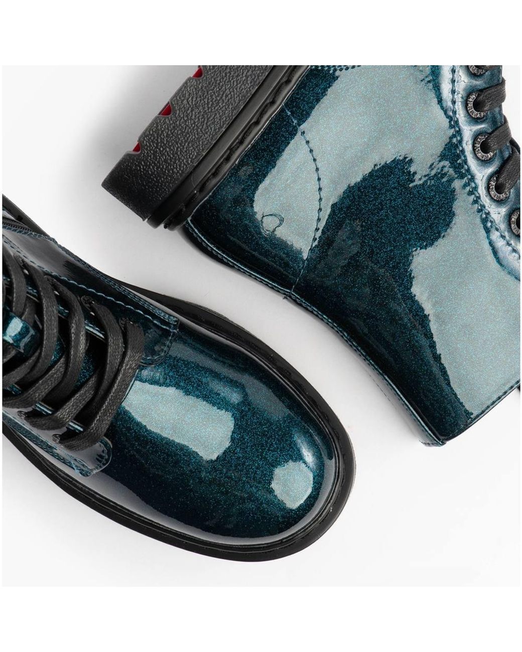 Heavenly Feet Blue Justina2 Glitter Glitter Lace Up Ankle Ankle Boots