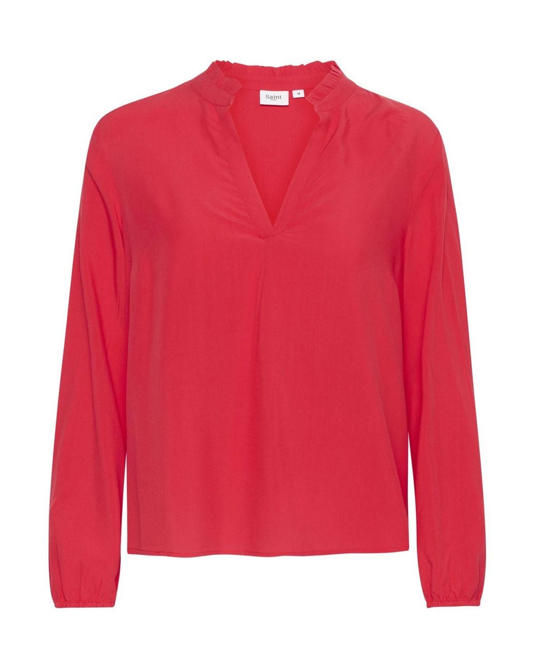 Saint Tropez Red Edasz V-Neck Long Sleeve Blouse
