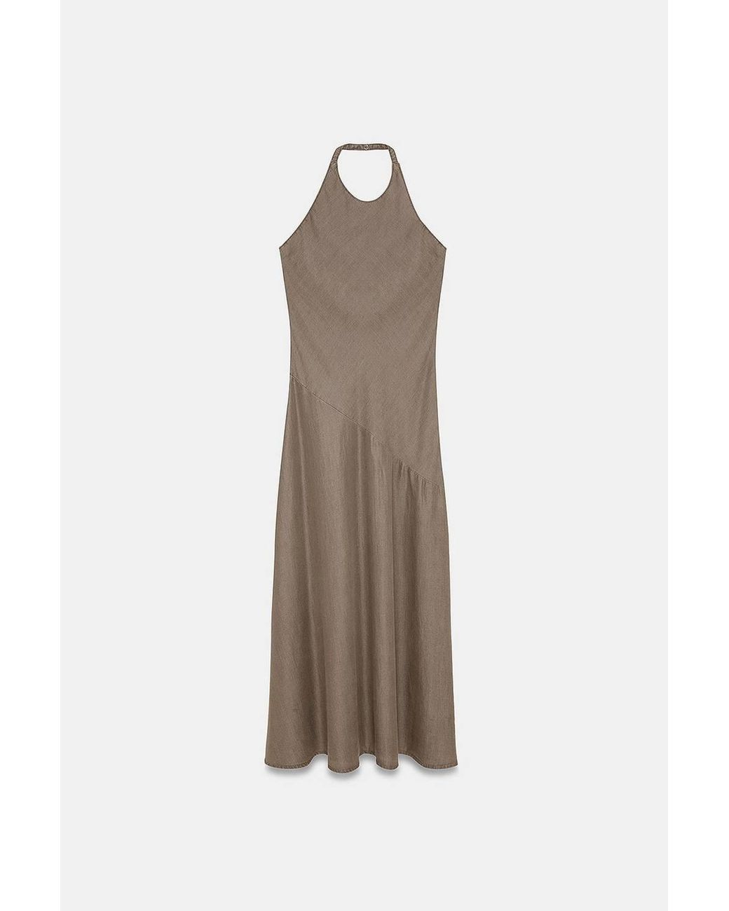 Dilvin Green Tencel Halter Maxi Dress