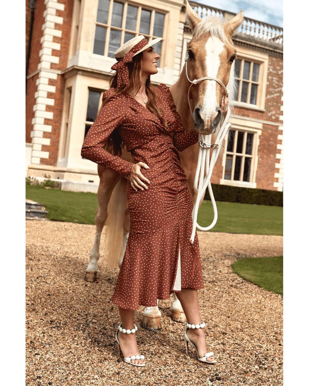 Style Cheat Brown Bambie Chocolate Spot Wrap Midi Dress