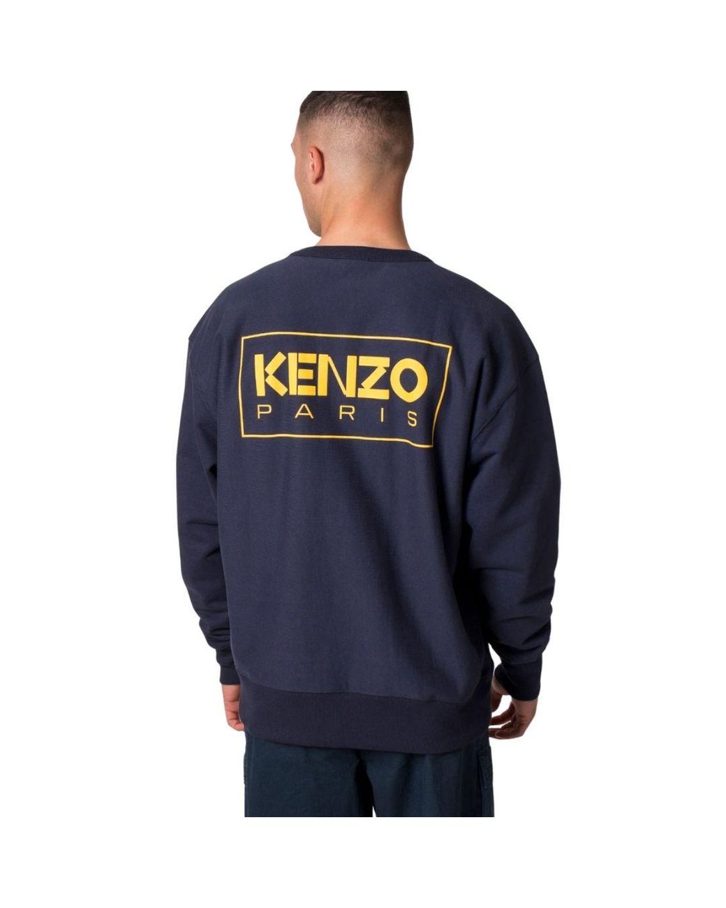 KENZO Blue Paris Outlined Logo Midnight Sweatshirt for men