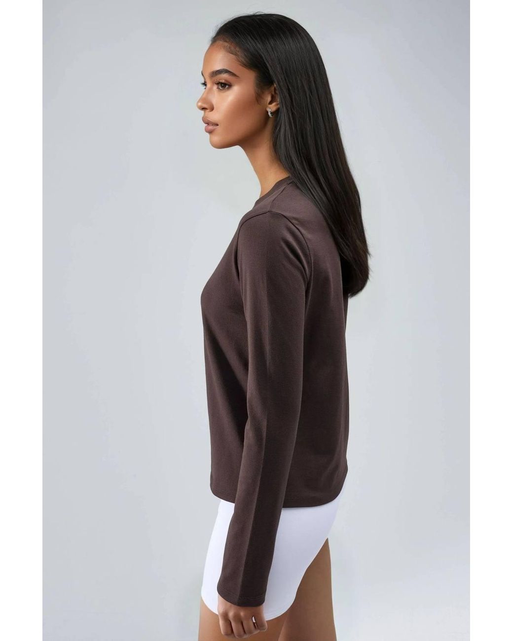 Busem Black Long Sleeve Crew Neck Basic Blouse
