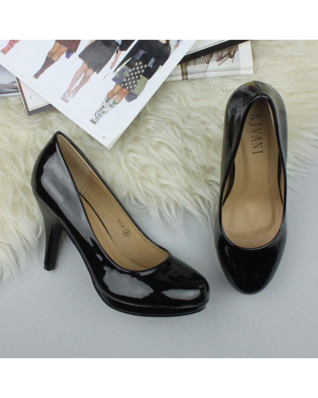 AJVANI Black High Heel Court Shoes