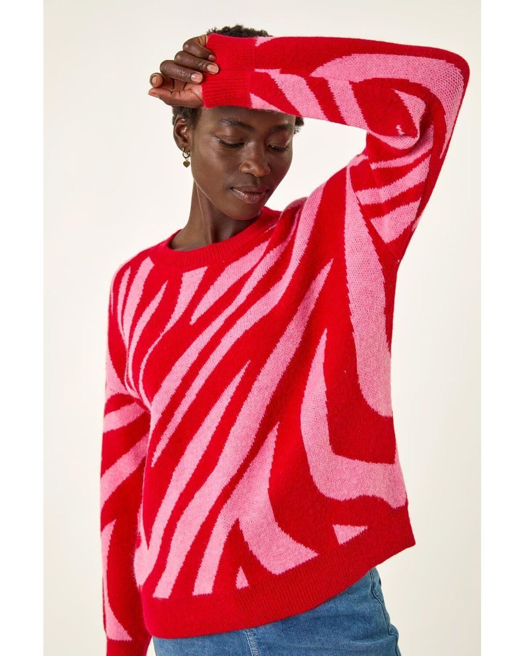 Roman Red Colour Block Knit Jumper