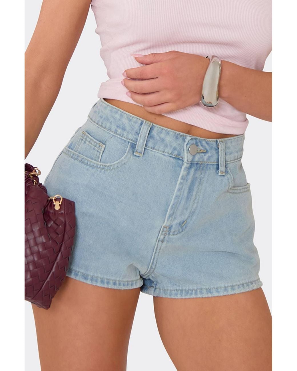 EGO Blue Denim Mid Rise Shorts