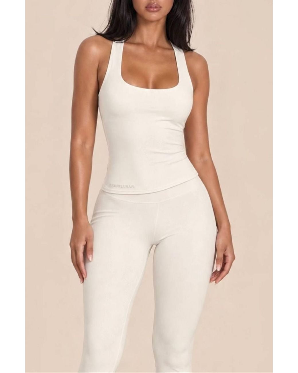 LemonLunar Natural Square Neck Sleeveless Double-Layered Stretch Tank Top