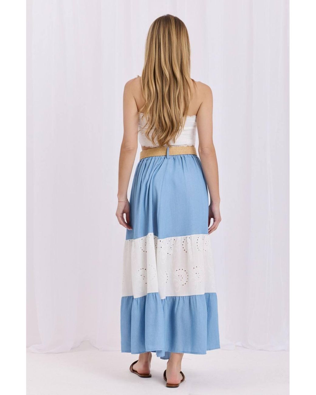 Love Lace Blue Classic Everyday Viscose Skirt