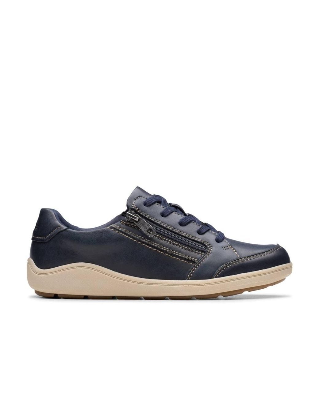 Clarks Blue Bryianne Bayla Leather Trainers
