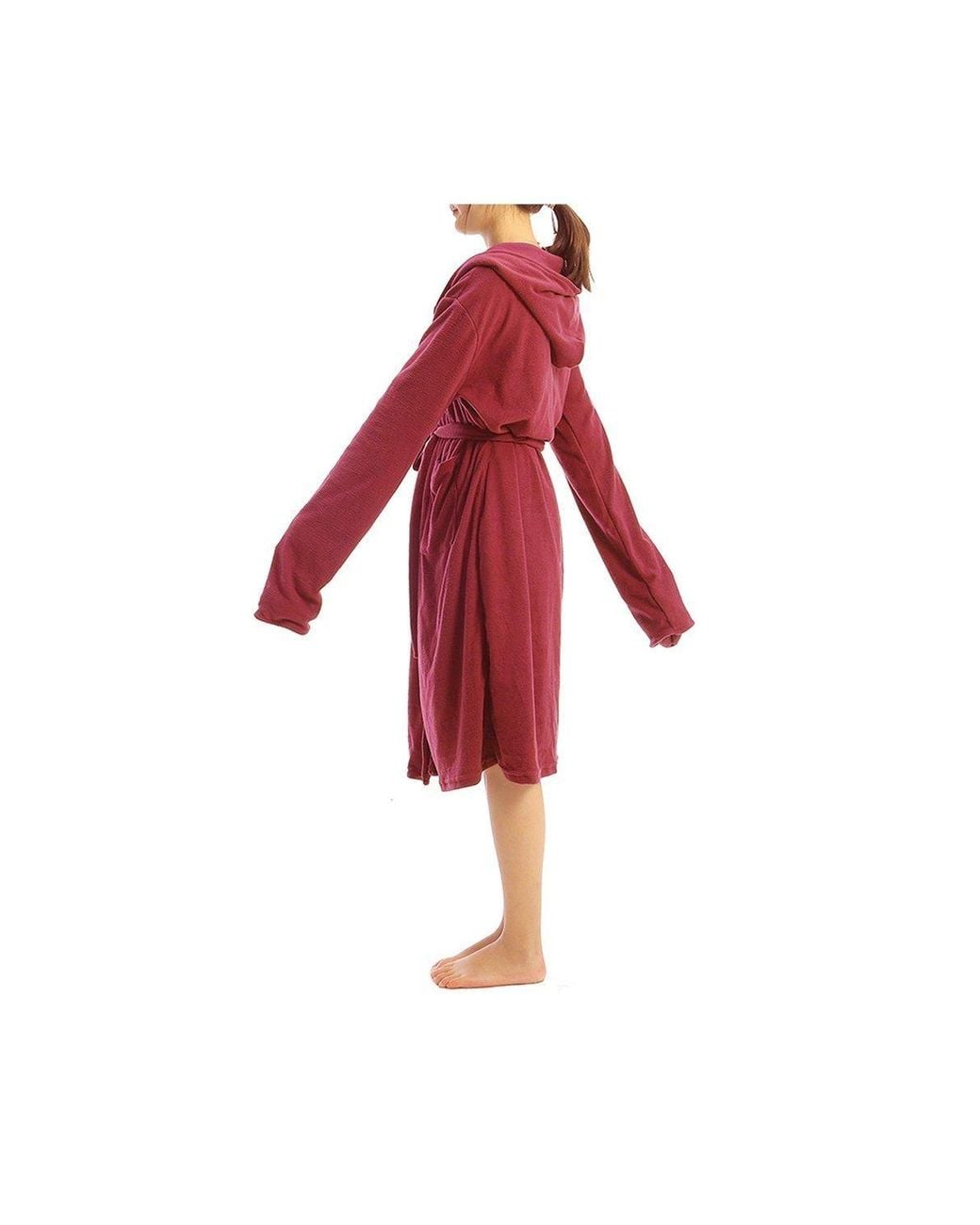 MODISHION Red Solid Long Dressing Gown