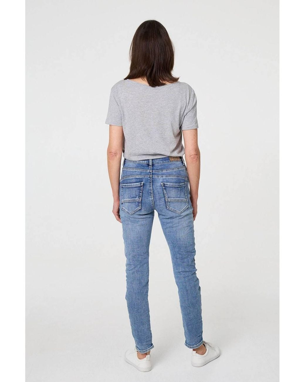 Izabel London Blue Star Patchwork Detail Skinny Jeans