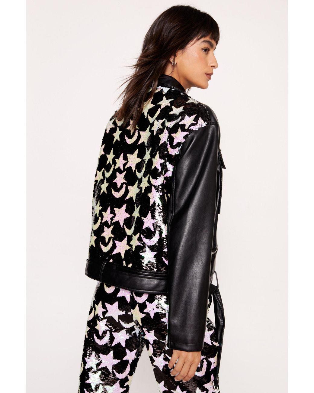 Star faux leather clearance jacket