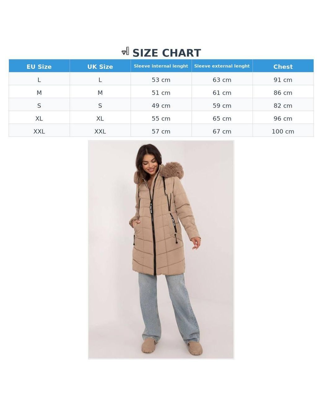 Love Lace Natural Quilted Hooded Puffer Jacket With Pockets & Zip