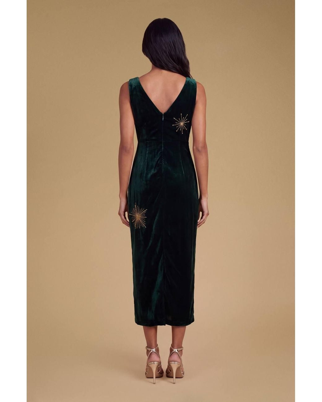 Oasis Blue Petite Celestial Velvet Embellished Midaxi Dress