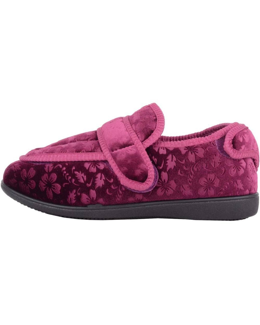 Absolute Footwear Purple Velour Style Indoor Slippers Booties, Multi Way Ripper Fastening
