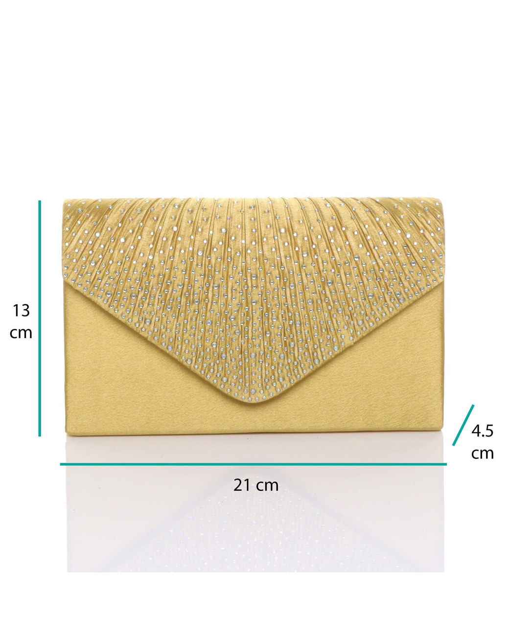 AJVANI Metallic Diamante Envelope Clutch Bag