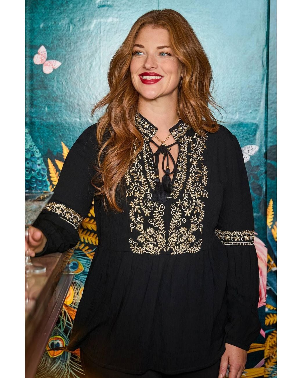 Joe Browns Gray Gracie Embroidered Tunic Top