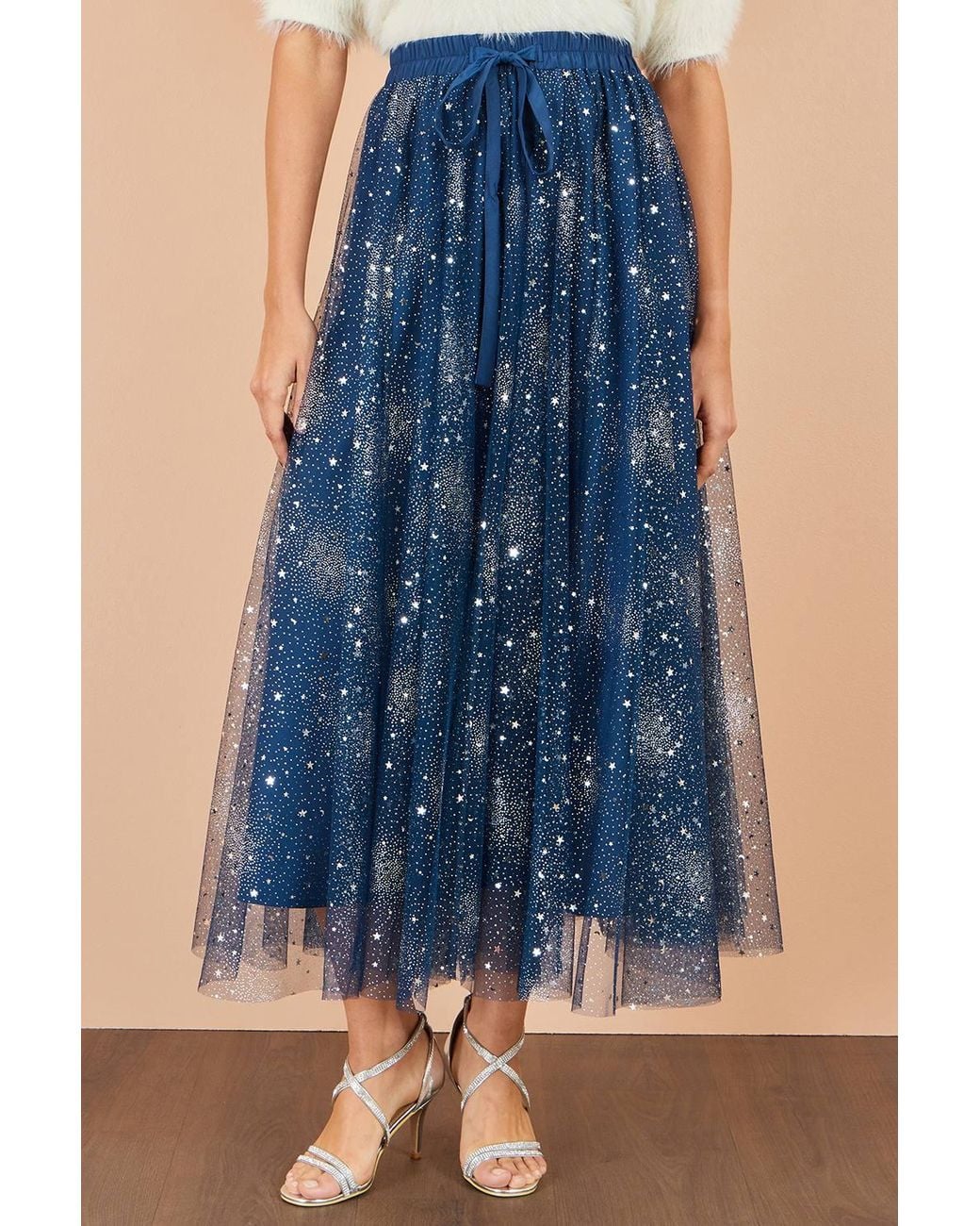 Yumi' Blue Star Sparkle Tulle Skirt