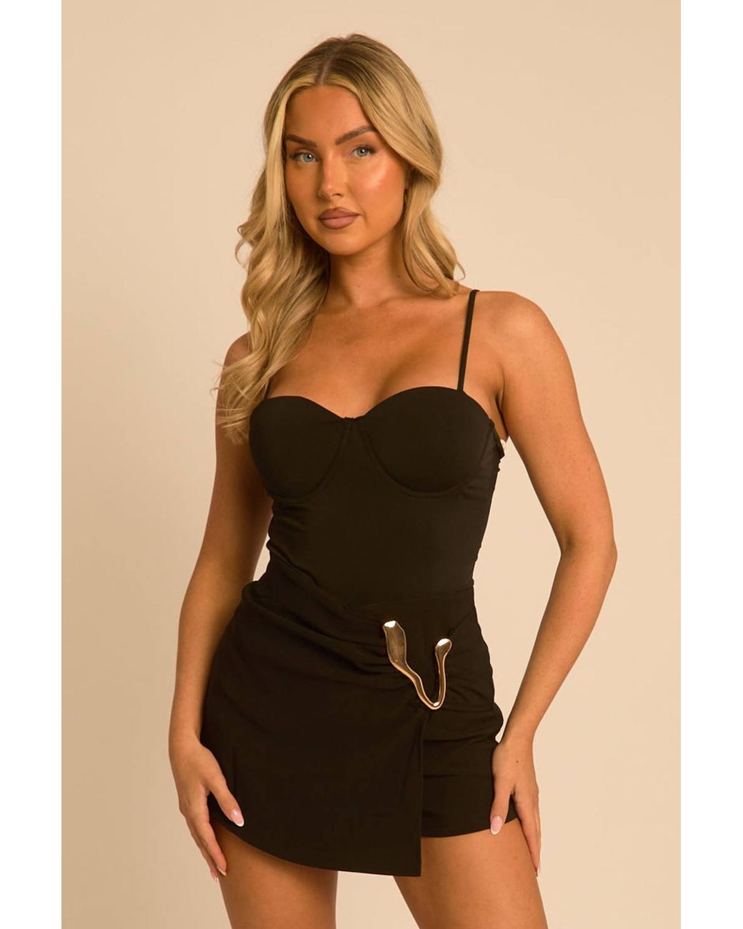 Rebellious Fashion Black Trim Detail Skort