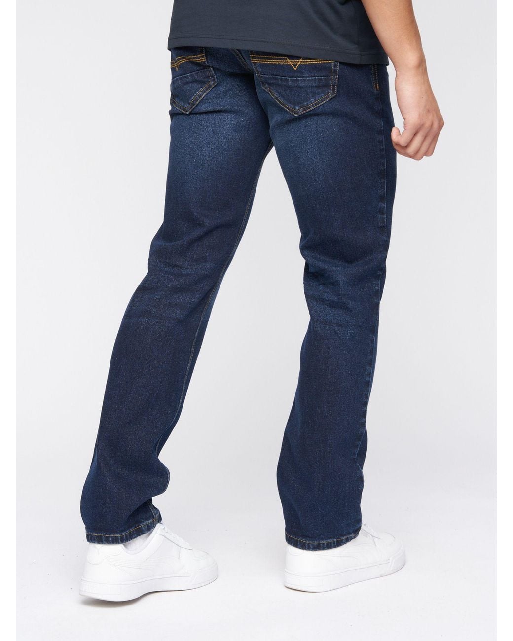 Crosshatch Blue Chas Straight-Fit Stretch Denim Jeans With Zip Fly for men