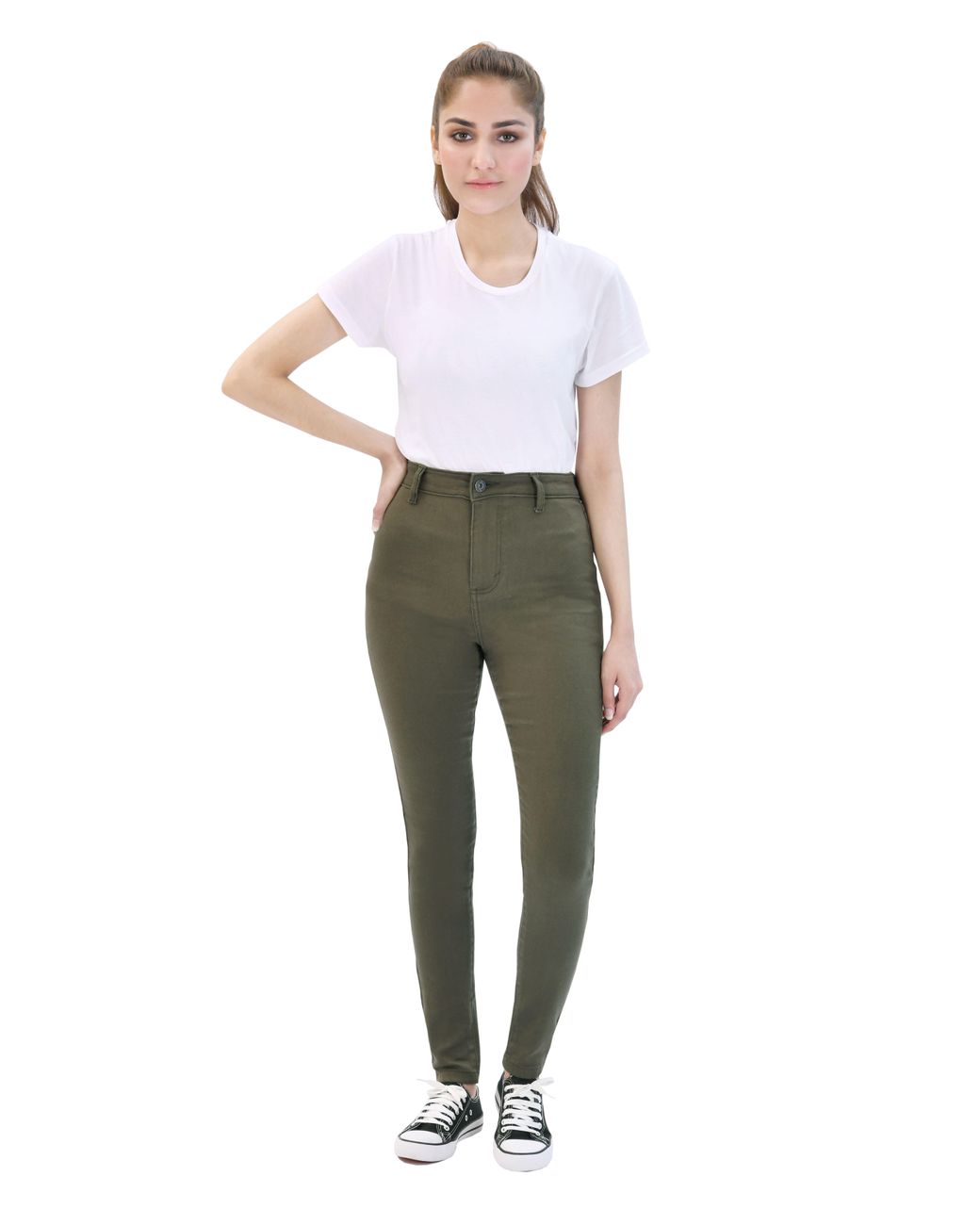 Smart Living Green Stylish Skinny Fit High Waisted Denim Jeans