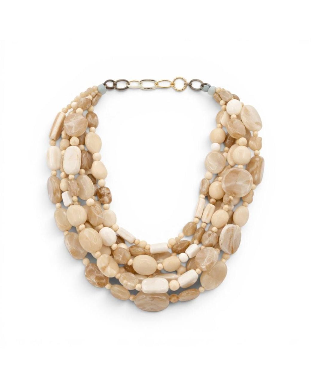 Michael Nash Jewelry Metallic Otilia Multi Strand Shades Of Ivory Resin Beads