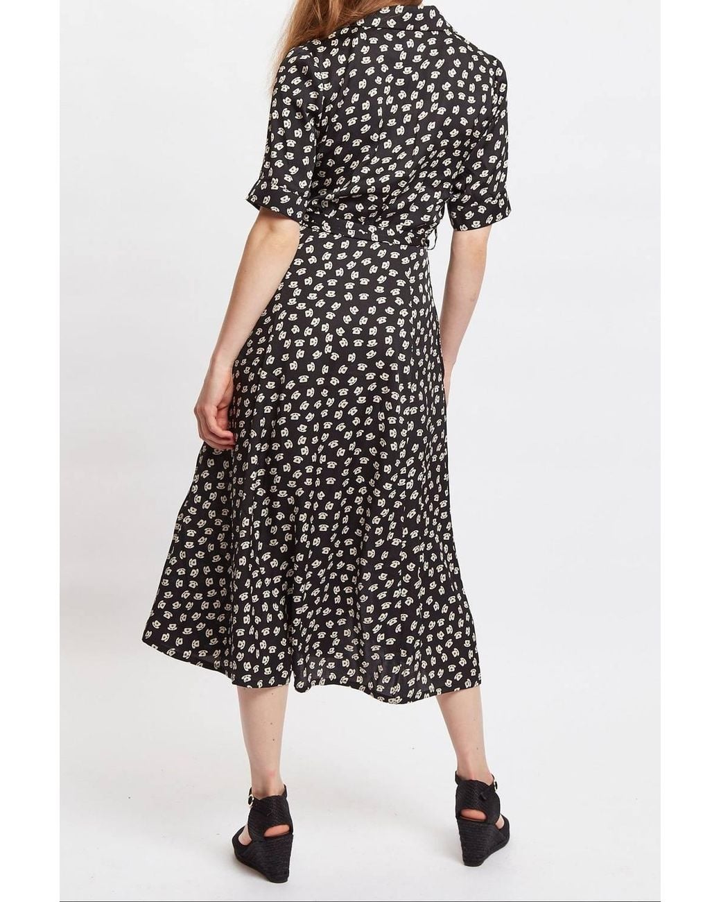 Louche Black Peta Call Me Print Short Sleeve Midi Shirt Dress