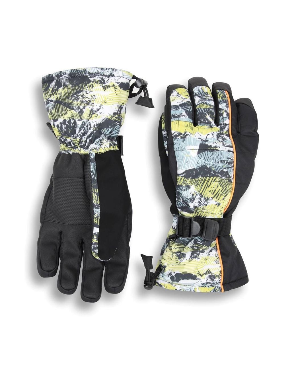 Mountain Warehouse Green Lightweight Stretchy Padded Wrist Strap Textured Winter Ski Gloves for men