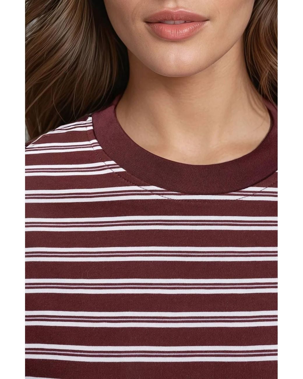 Busem Red Striped Crew Neck Long Sleeve T-Shirt