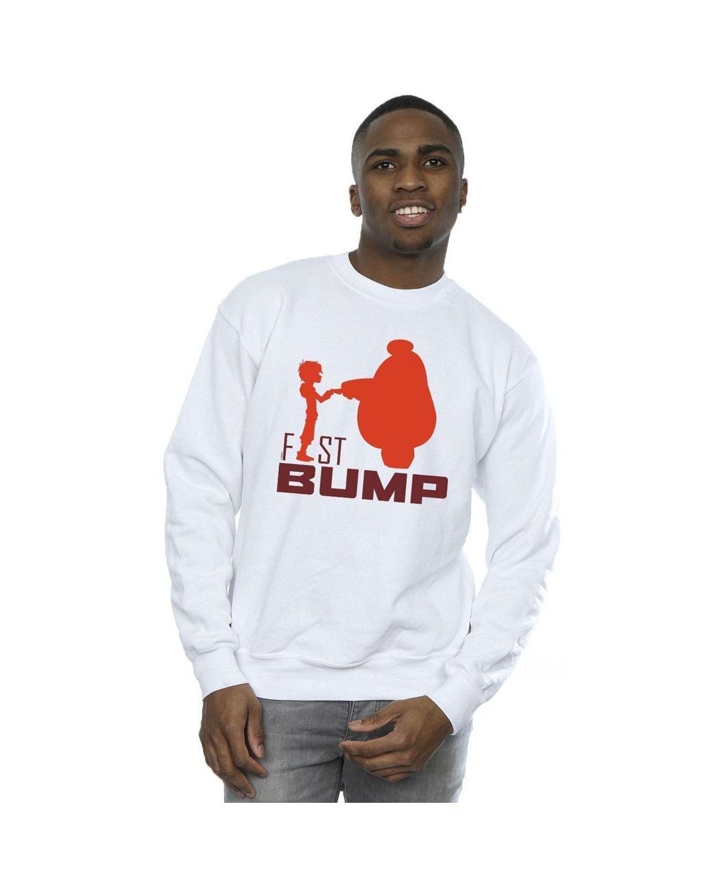 Disney White Big Hero 6 Baymax Fist Bump Cutout Sweatshirt for men