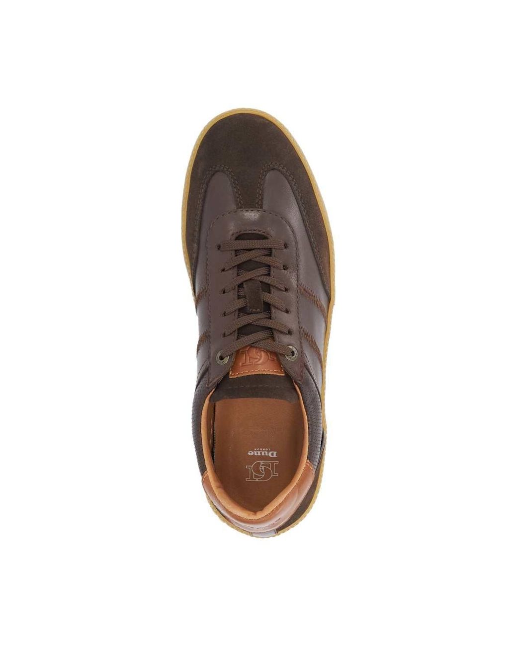 Dune Brown 'Theos' Leather Trainers for men