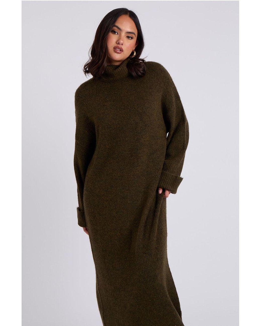 Urban Bliss Brown Roll Neck Maxi Dress
