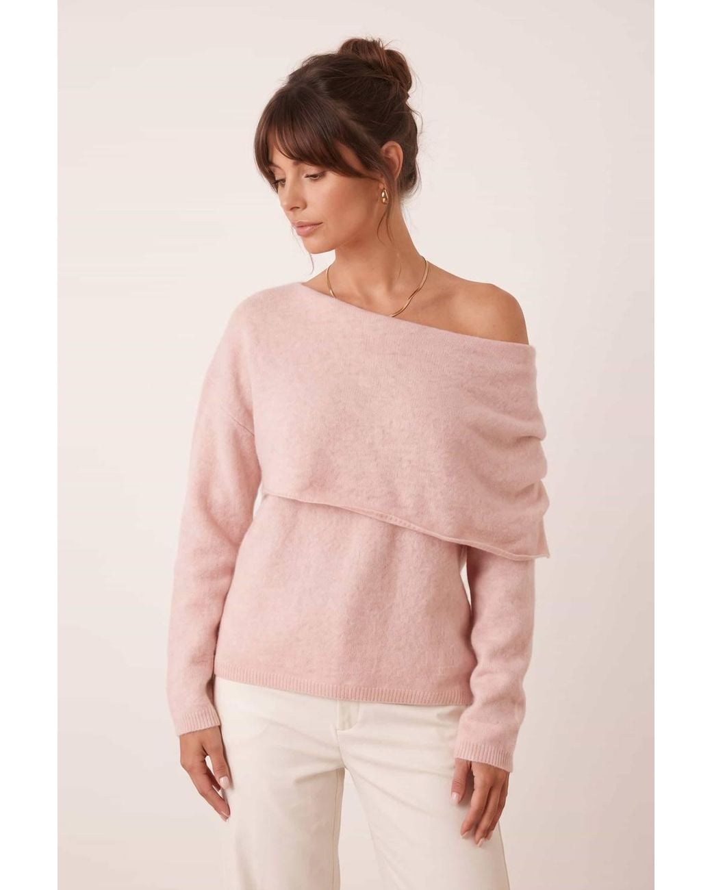 Style Cheat Pink Bardot Knit Jumper
