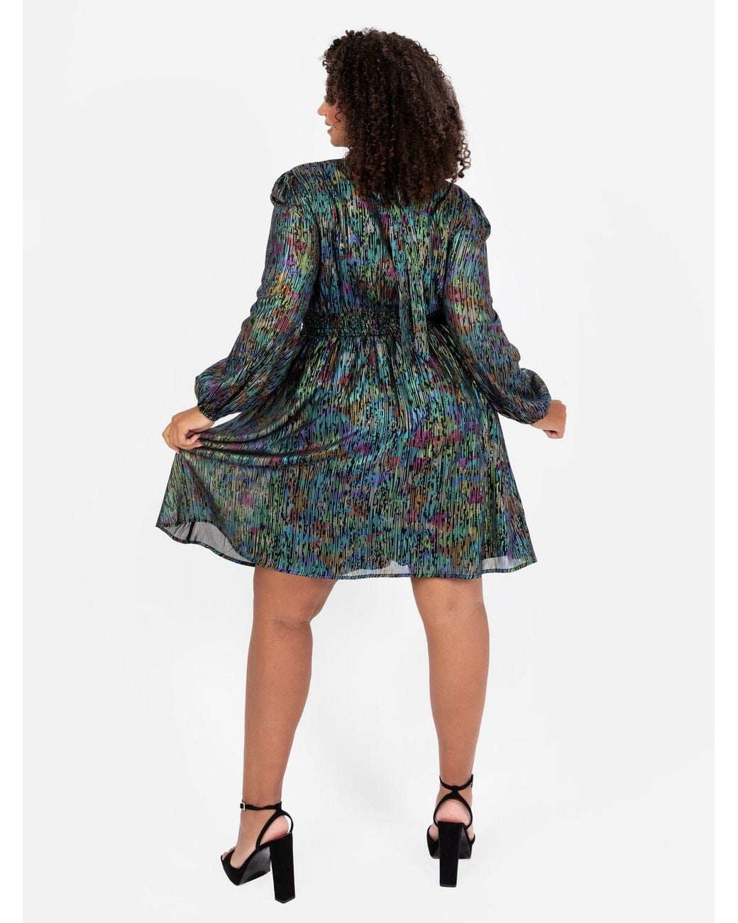 Lovedrobe Multicolor Metallic Long Sleeve Mini Dress