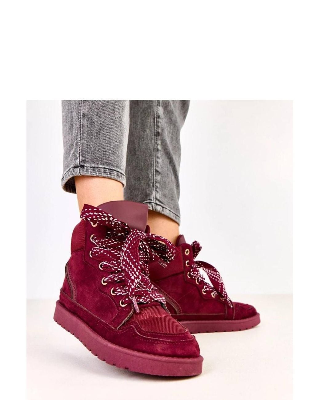 Love Lace Red Modern Suede Like Sport Sneakers With Subtle Platform Comfort