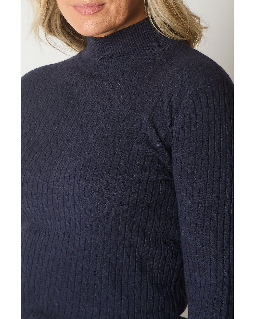 Solo Blue Classic Cable Knit Jumper With Buttons
