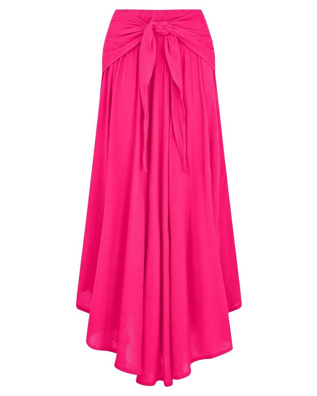 Joe Browns Pink Crinkle Maxi Skirt With Tie Front & Elasticated Waist