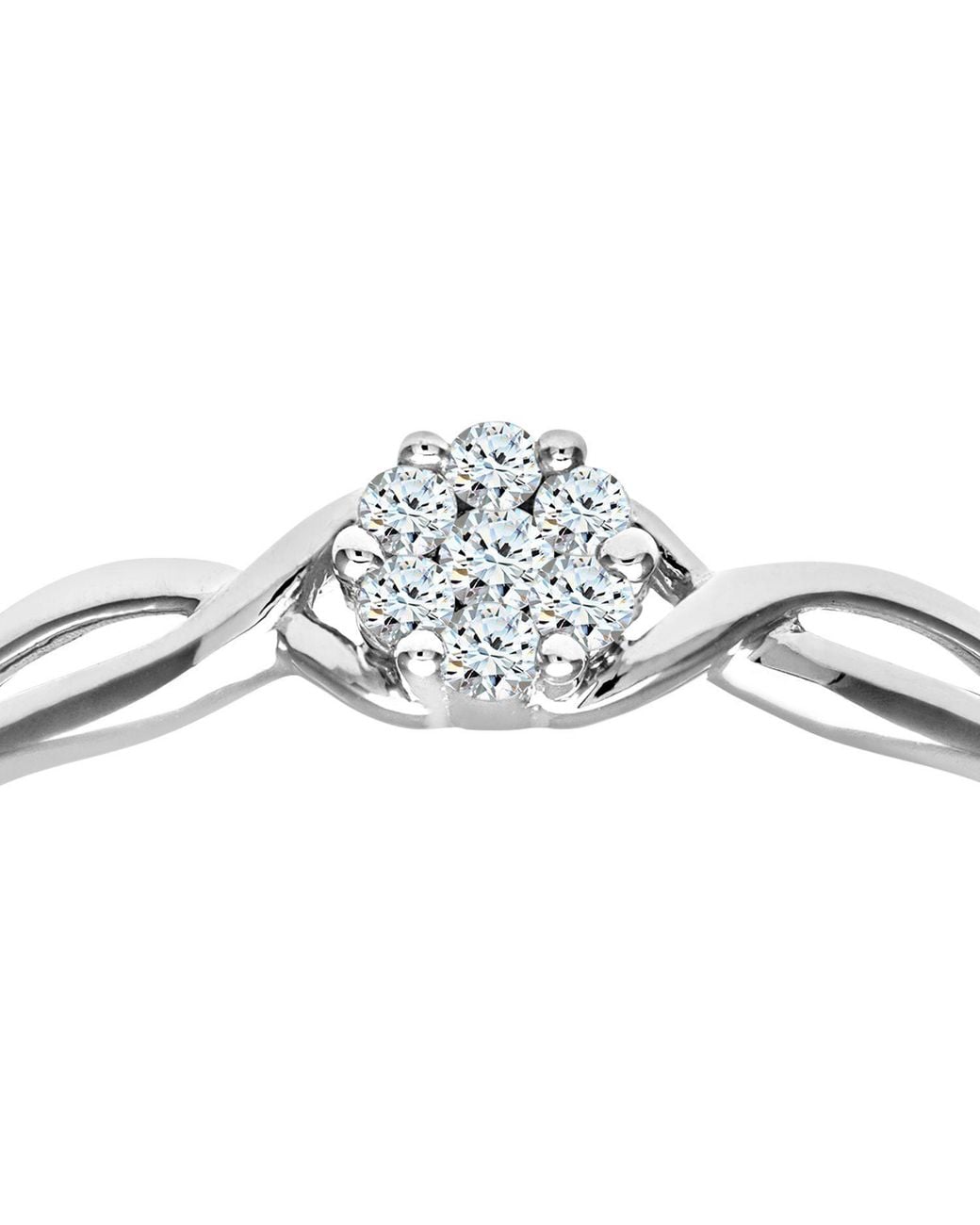 Jewelco London Metallic 9Ct Round 10Pts Diamond Infinity Engagement Ring