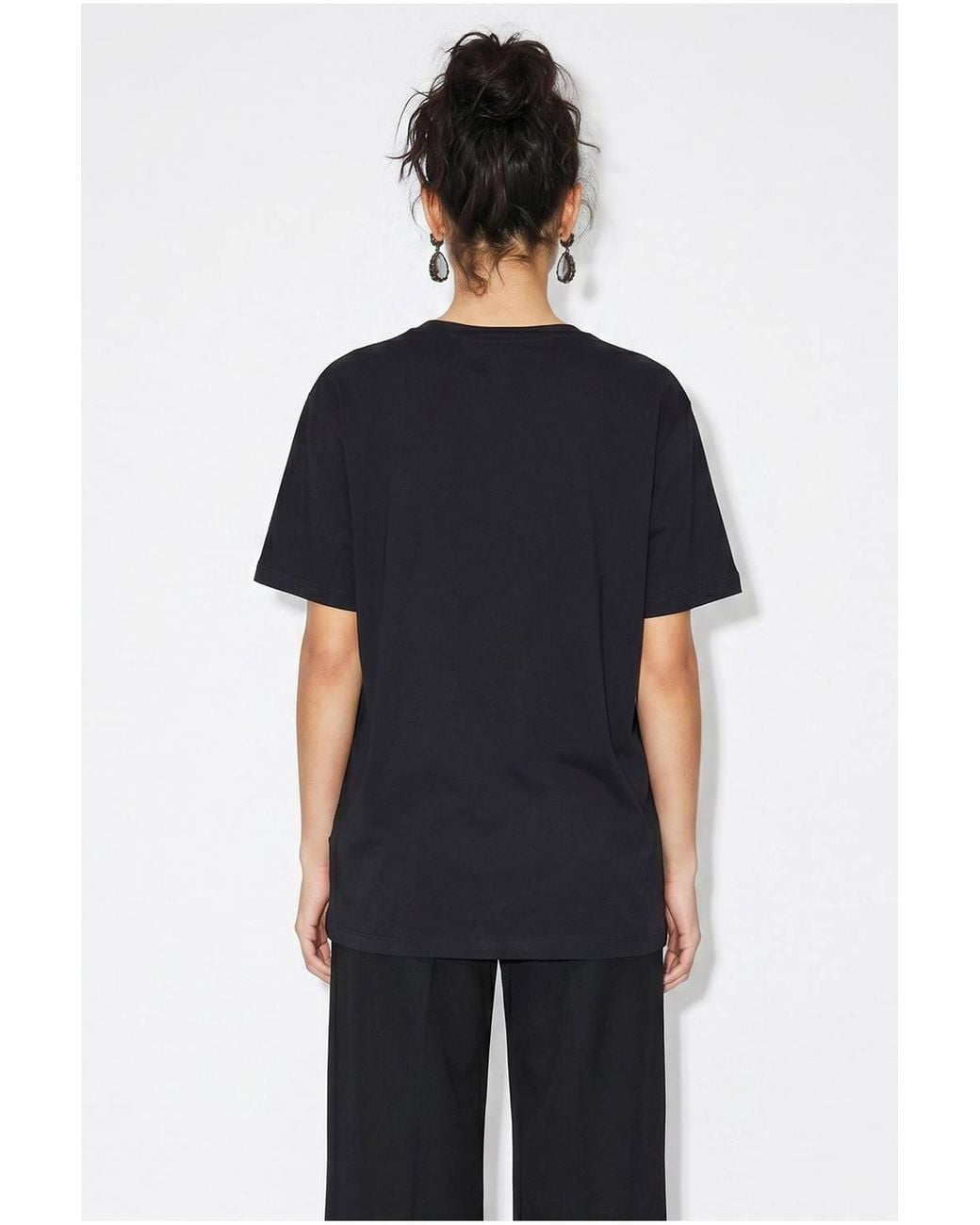 Bianco Lucci Black Abstract Print V-Neck T-Shirt