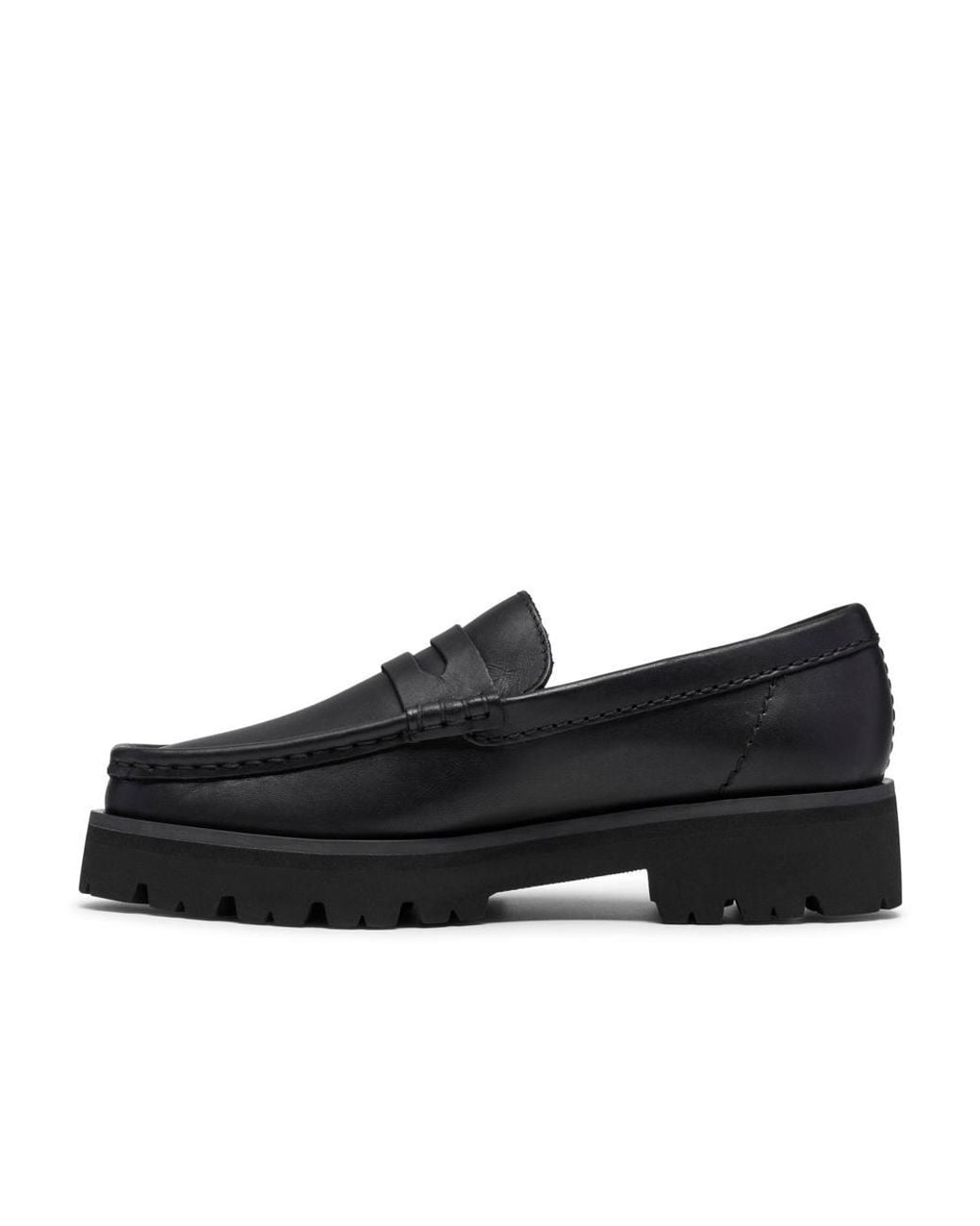 Clarks Black Yukoner Penny Leather Loafers, Slip Ons