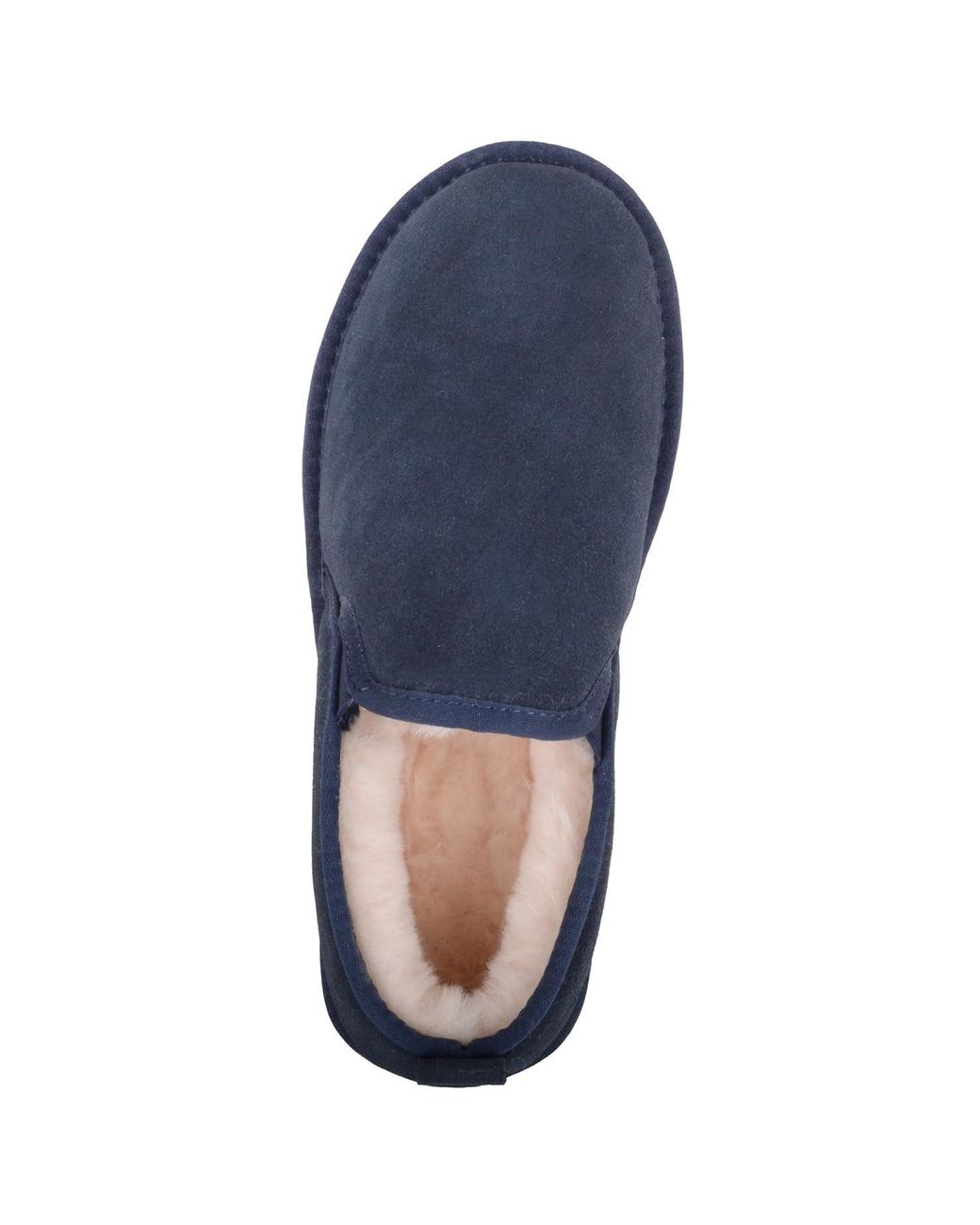 Absolute Footwear Blue Sheepskin Lined Suede Slipper With Elasticated Twin Gusset for men