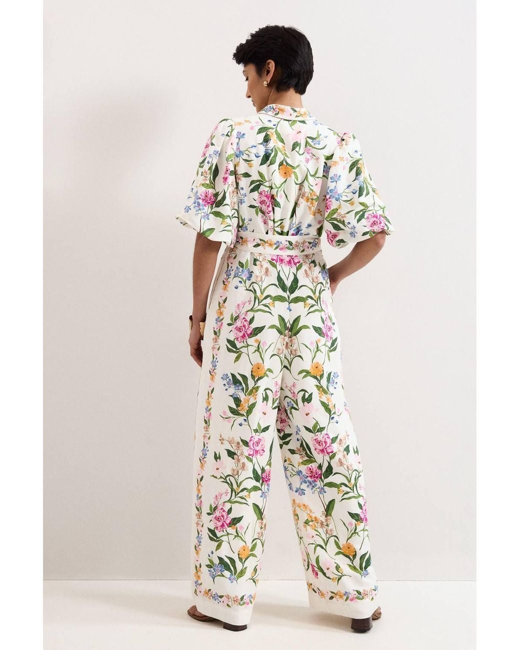 Phase Eight Natural Petite Camilla Collard Wide-Leg Jumpsuit