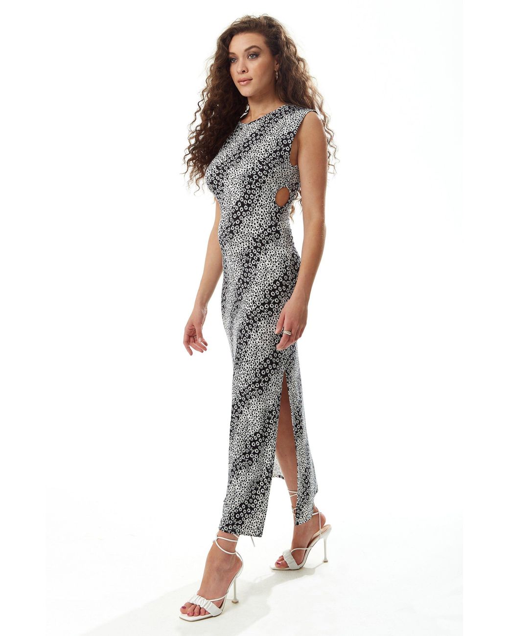 Liquorish Multicolor Floral Jersey Maxi Dress With Cut Out Details