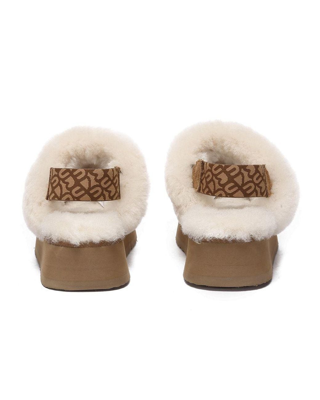 EverAu Australia Natural Real Sheepskin Wagtail Removable Strap Platform Slippers With Eva Sole